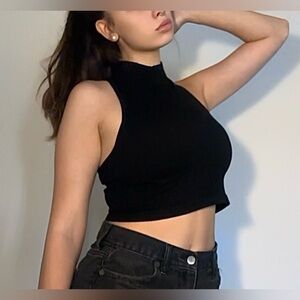 Aeropostale Black Mock Neck Tank Top